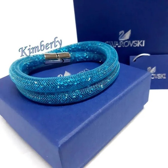Swarovski Crystal Stardust Blue Double Wrap Bracelet/Choker BNWT - Picture 6 of 14
